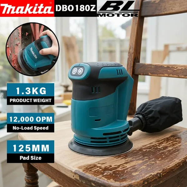 2026 마키타 DBO180Z 18V 무선 랜덤 오빗 샌더 목공 퍼티 연마 공구 가정용 DIY 수리 시스템