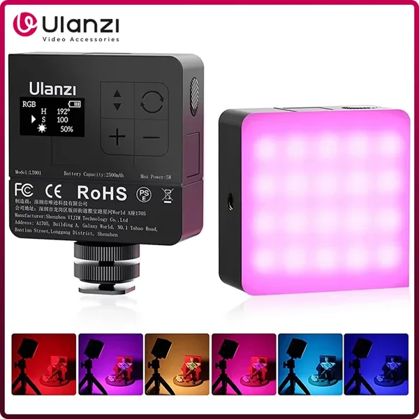 Ulanzi-VL49 RGB PRO 업데이트 풀 컬러 LED 비디오 라이트, 2500mAh 2500K-9000K 카메라 라이트 w 허니콤 디퓨저