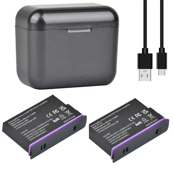 360 X5 배터리 및 충전기, 2800mAh 리튬 충전식 배터리 및 Insta360 X5 액션 카메라와 호환되는 2 슬롯 배터리 충전기