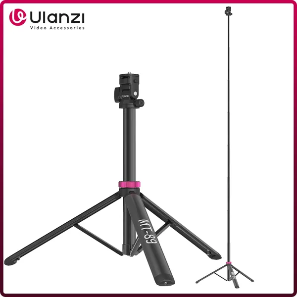 Ulanzi MT-89 확장형 삼각대 라이트 스탠드, DSLR 카메라 폰 비디오 라이트 마이크용 콜드 슈 마운트, 1/4 인치 퀵릴리즈 플레이트, 2M
