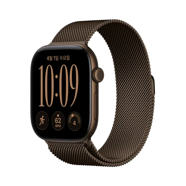 공식 애플워치 12 GPS 46mm 다크 브론즈 알루미늄, 다크 브론즈 밀레니즈 루프 (M/L) MKD84KH/A