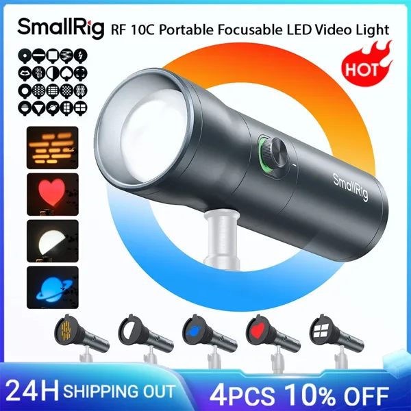 SmallRig RF 10C RGB LED 사진 플래시라이트 7500mAh 4색 필 라이트 20가지 패턴 조명 필터 4634