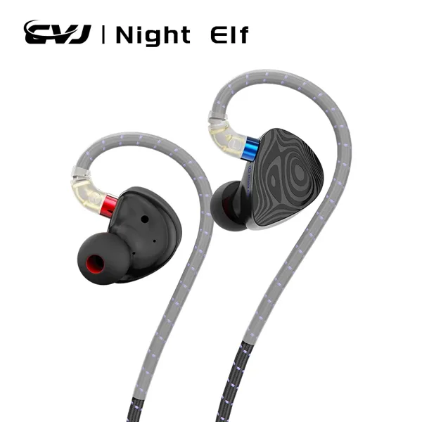 CVJ 나이트 엘프 인이어 모니터 이어폰 DLC 3DD 듀얼 채널 3유닛 HIFI IEM QDC 은도금 케이블 3.5mm 금속 플러그 포함