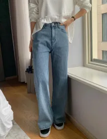 MADE 피넛진 스판 딥스트라이프 와이드 데님 (one color)