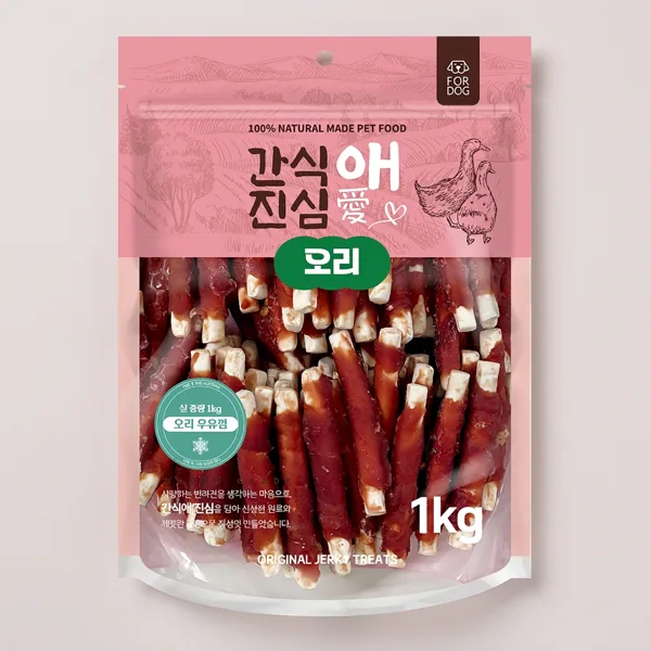 간식애진심 사사미 대용량 육포, 오리우유껌, 1kg, 1개
