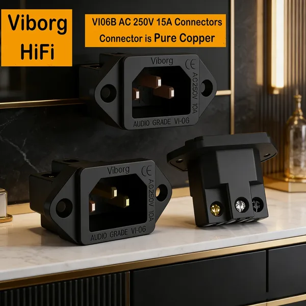 소켓 IEC Viborg 입구 전원 플러그 순수 구리 금/로듐 도금 가능 VI06B AC 250V 15A 커넥터