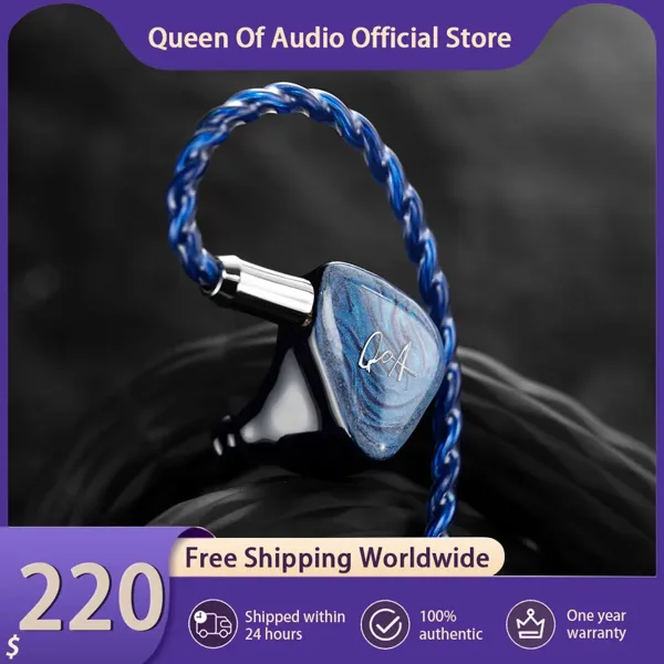 QoA 미스티 블루 헤드폰 2DD+2BA 인이어 이어폰 3.5mm + 4.4mm 플러그 이어버드 0.78mm 2핀 케이블 하이파이 음악 유선 헤드셋