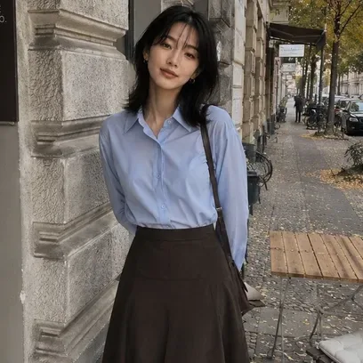 (더틸버리) 허리 버튼 칼라 셔츠 블라우스 TS9N0BL151