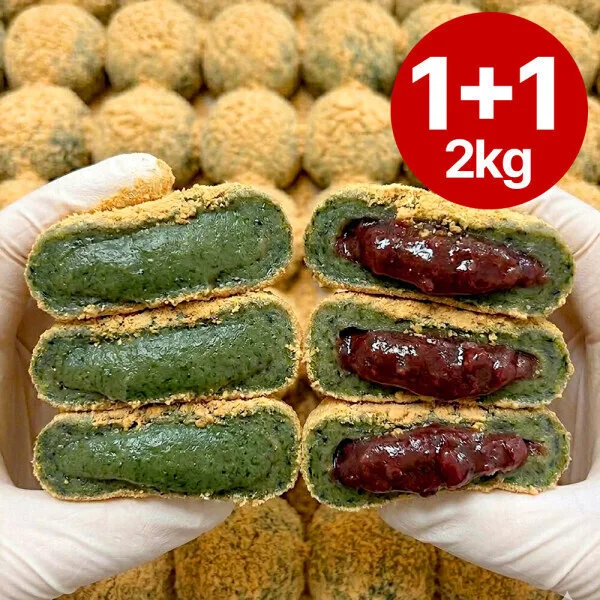 따봉프레시 직접 농사지은 햇찹쌀로 만든 쑥떡 쑥인절미+콩쑥개떡 개별포장 당일생산 2kg