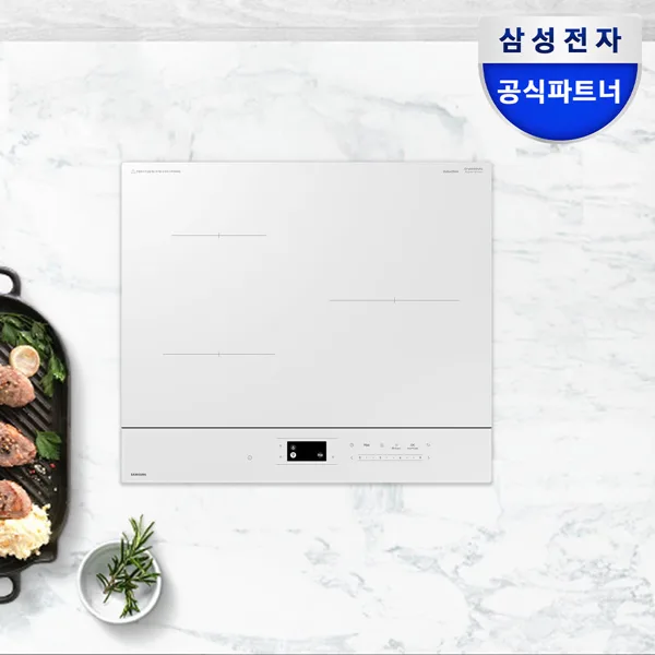 삼성 비스포크 3구 인덕션 AI끓음감지 NZ63DB607CF 빌트인, 글램화이트-NZ63DB607CFH