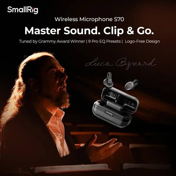 스몰리그 S70-C2 무선 마이크 (USB-C 어댑터 포함) 휴대폰/카메라용, 브이로그용, 24비트/48kHz 샘플링, DJI -5717용 70dB SNR