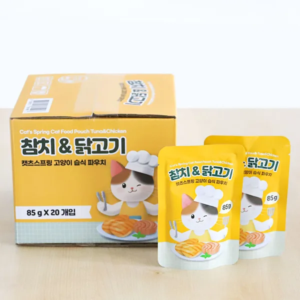 캣츠스프링 고양이 습식형 참치+닭고기 파우치 85g 20개