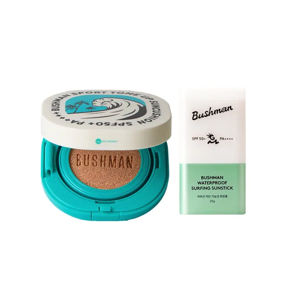 부쉬맨 워터프루프 톤업 선쿠션 SPF50+ PA++++ 15g, 워터프루프 선스틱 20g, SPF50+ PA++++ 2종세트